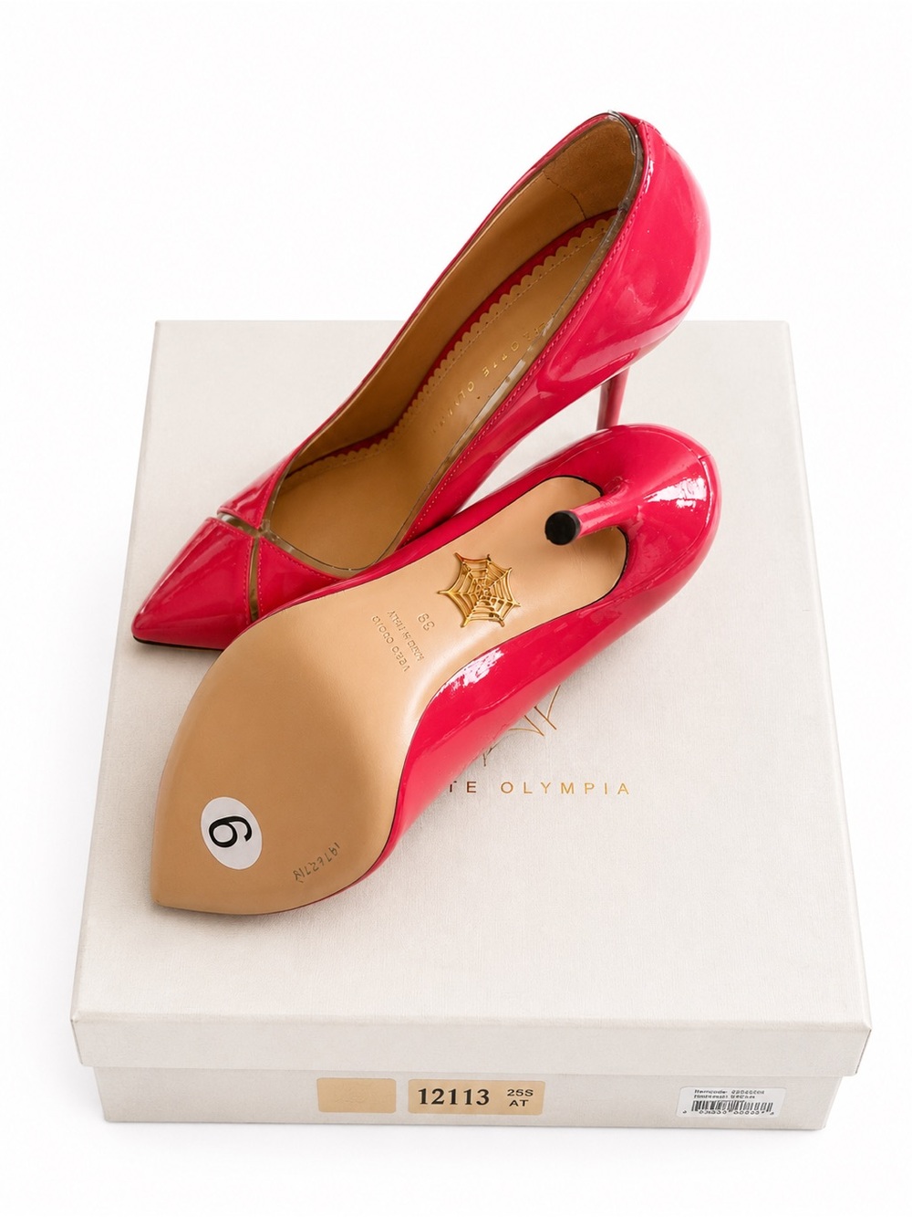 Charlotte Olympia Patent Pointed-Toe Pumps in Bright Pink - Picture 3 of 3